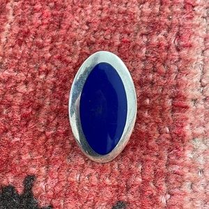 Large Sterling Silver & Blue Glass Cocktail Ring